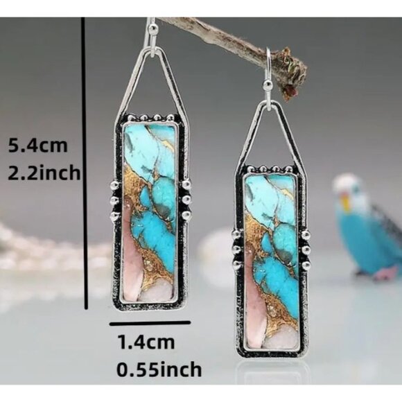 Bohemian Blue Geometric‎ Dangle Costume Jewelry - Picture 1 of 3